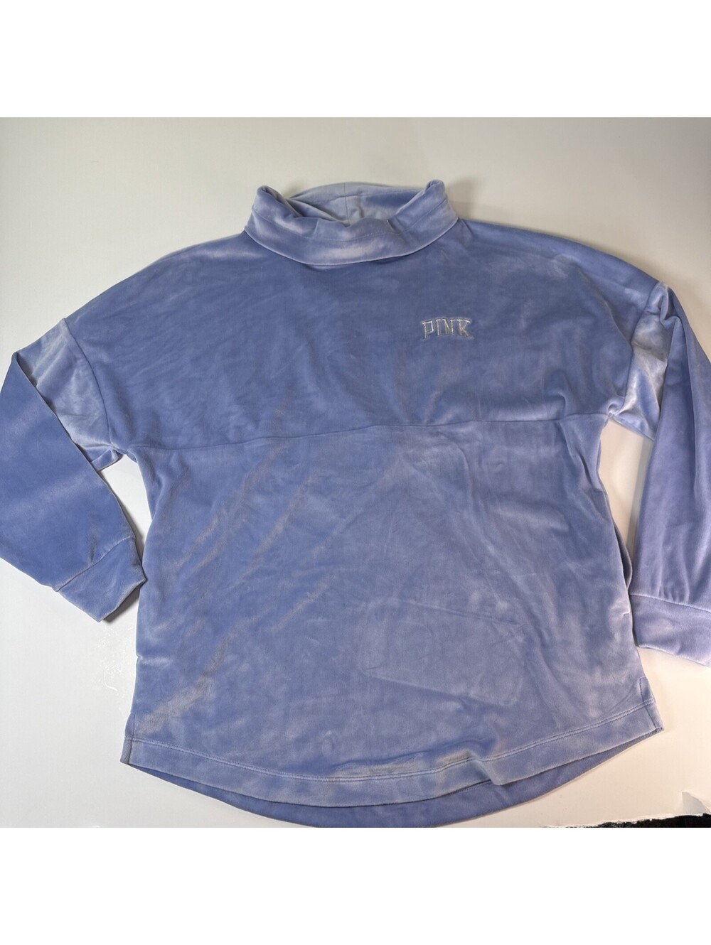 Victoria's Secret Purple Velour Cowlneck Sweatshirt Blue Lovepink Size XS Soft